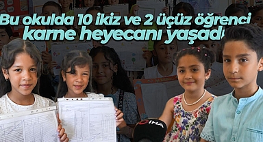 Bu okulda 10 ikiz ve 2 üçüz öğrenci karne heyecanı yaşadı