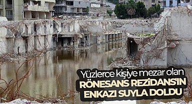 Yüzlerce kişiye mezar olan Rönesans Rezidans'ın enkazı suyla doldu