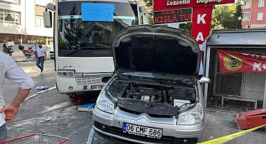 Ankara'da freni boşalan servis aracı 3 otomobile çarptı: 2 yaralı