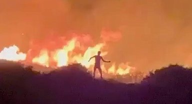 Çeşme yangınında kundakçı önce alevlerin arasında dolaşmış sonra kaçmış