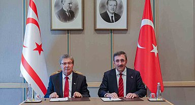 Cumhurbaşkanı Yardımcısı Yılmaz, KKTC Başbakanı Üstel ile bir araya geldi