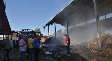 Hayvan Çiftliğindeki Saman Yangını Korkuttu