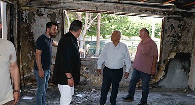 Oğuz Tongsir, yanan tesislerde incelemelerde bulundu