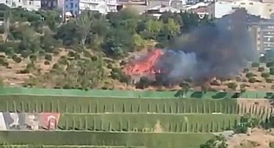Kağıthane'deki yeşil alan yangını kameraya yansıdı