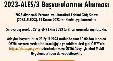 2023-ALES3 başvuruları başladı
