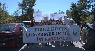 Köy sakinleri mermer ocağı için eylem yaptı