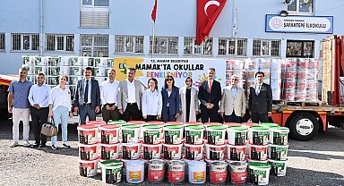 Mamak Belediyesi, okullara boya desteğinde bulundu