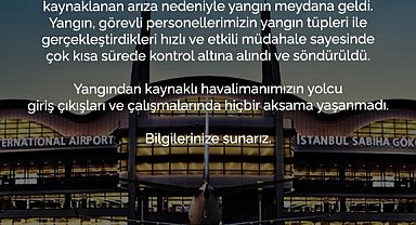 Sabiha Gökçen Havalimanı'ndaki duman hakkında ISG'den açıklama
