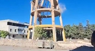 Şanlıurfa'da 55 yıllık su kulesinin 15 saniyede yıkıldığı an kamerada