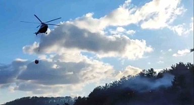 Sarıyer'de korkutan orman yangını: Helikopter havadan müdahale etti