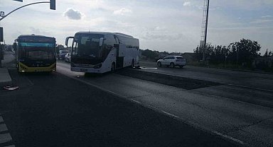 Silivri'de kadın otobüs şoförünün soğukkanlılığı muhtemel faciayı önledi