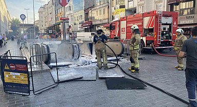 Vezneciler Metro Durağı yürüyen merdiveninde yangın