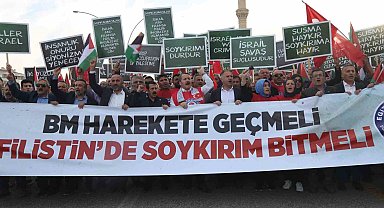 Eğitim-Bir-Sen'den BM Ankara Ofisi önünde Filistin'e destek gösterisi
