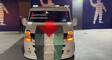 Kocaeli'de sürücüler İsrail'i protesto etti