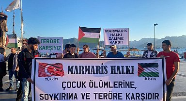 Marmaris'te İsrail protesto edildi
