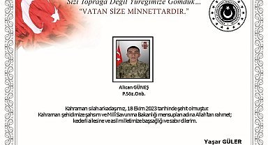 Pençe-Kilit Operasyonu bölgesinde bir asker şehit oldu