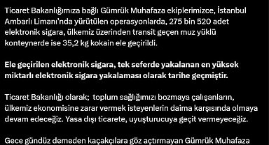 Ambarlı Limanı'nda 275 bin 520 adet elektronik sigara ele geçirildi