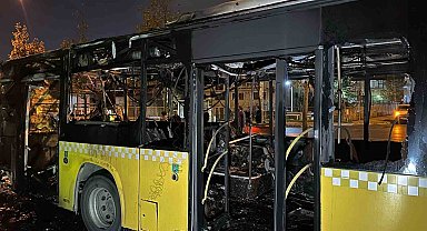 Başakşehir'de İETT otobüsü alev alev yandı