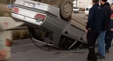 Bursa'da kontrolden çıkan otomobil takla attı: 1 yaralı