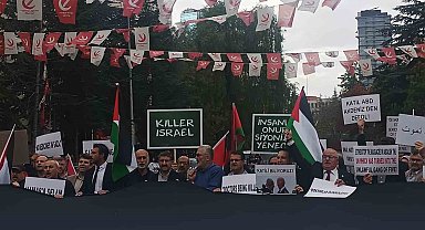 Dışişleri Bakanlığı önünde ABD'li Bakan Blinken'e Filistin protestosu
