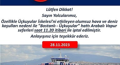 İzmir'de arabalı vapur seferleri iptal edildi