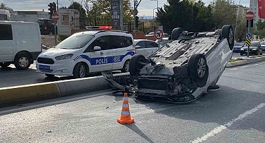Kontrolden çıkan araç otomobile çarparak takla attı: 1 yaralı