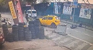 Maltepe'de kaygan zeminde sürüklenen motosikletli, taksinin altına girdi