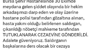 Sağlık Bakanı Koca: "Bursa'da hekimi darbeden kişi tutuklandı"