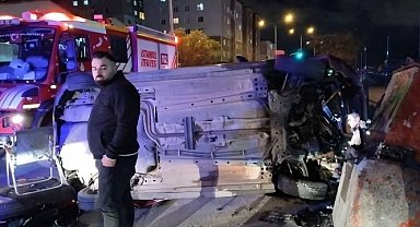 Ümraniye'de alkollü sürücünün kullandığı araç takla atarak durabildi
