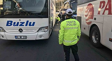 15 Temmuz Demokrasi Otogarı'nda kış lastiği ve emniyet kemeri denetimi