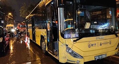Pendik'te İETT otobüsü araca çarptı: 1 yaralı
