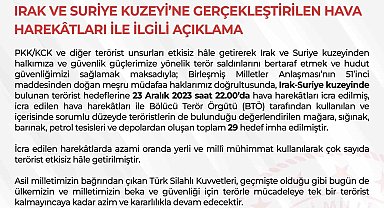 TSK bölücü terör örgütünün 29 hedefini imha etti