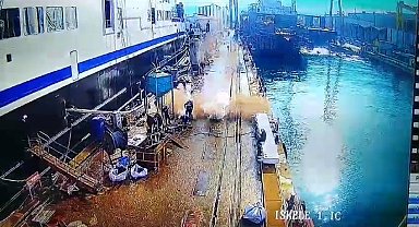 Tuzla tersanede gaz kapağı bomba gibi patladı