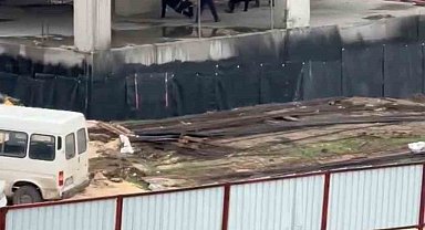 Bursa'da inşaat işçilerinin meydan muharebesi kamerada