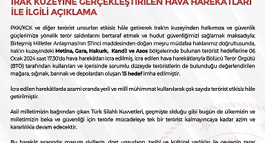 MSB: "Kuzey Irak'ta bölücü terör örgütü tarafından kullanılan 15 hedef imha edildi"