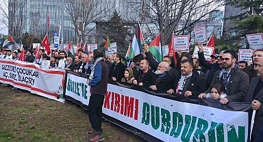 ABD Ankara Büyükelçiliği önünde İsrail'e protesto
