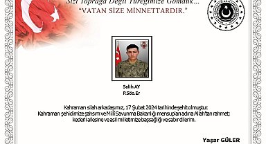 MSB: "Pençe-Kilit Operasyonu bölgesinde 1 asker şehit oldu"