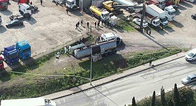 Ataşehir'de yanan yakıt tankeri havadan görüntülendi