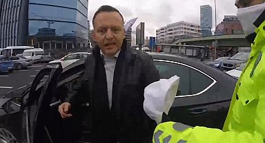 Şişli'de sürücülerin korna kavgası kask kamerasına yansıdı
