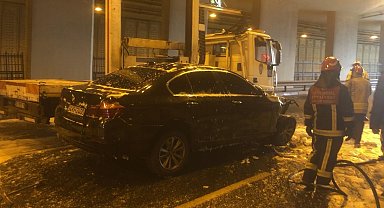 Çağlayan Tüneli'nde otomobilin alev alev yandığı anlar kamerada