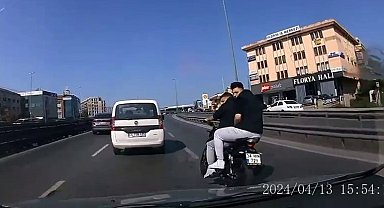 İstanbul'da motosiklet sürücüsü trafiği tehlikeye attı