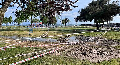 Küçükçekmece'de 5 yaşındaki çocuğun su birikintisine düşerek öldüğü alan görüntülendi