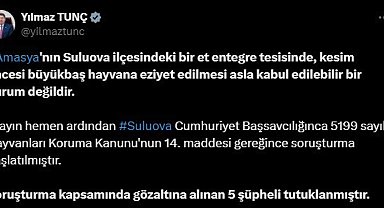 Büyükbaş hayvana eziyet edilmesi olayında 5 şüpheli tutuklandı