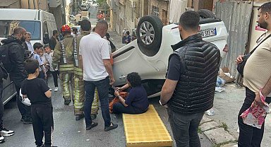 Şişli'de otomobil takla attı: 1 yaralı