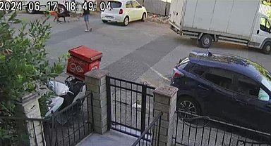 Ataşehir'de birbirine giren köpekleri motosiklet kaskı ile vurarak ayırdı