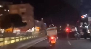 Ümraniye'de motokuryenin trafikte tehlikeli hareketleri kamerada