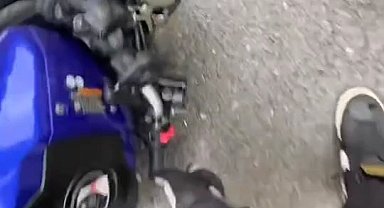 Maltepe'de motosiklet kazası kask kamerasına yansıdı