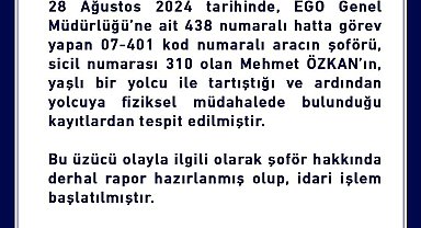 Ankara'da yolcuyu darp eden otobüs şoförü hakkında işlem başlatıldı