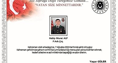 Pençe-Kilit Harekât bölgesinde Piyade Astsubay Çavuş Habip Murat Alp şehit oldu