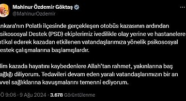 Polatlı'daki otobüs kazasından etkilenen vatandaşlara psikososyal destek çalışması başlatıldı